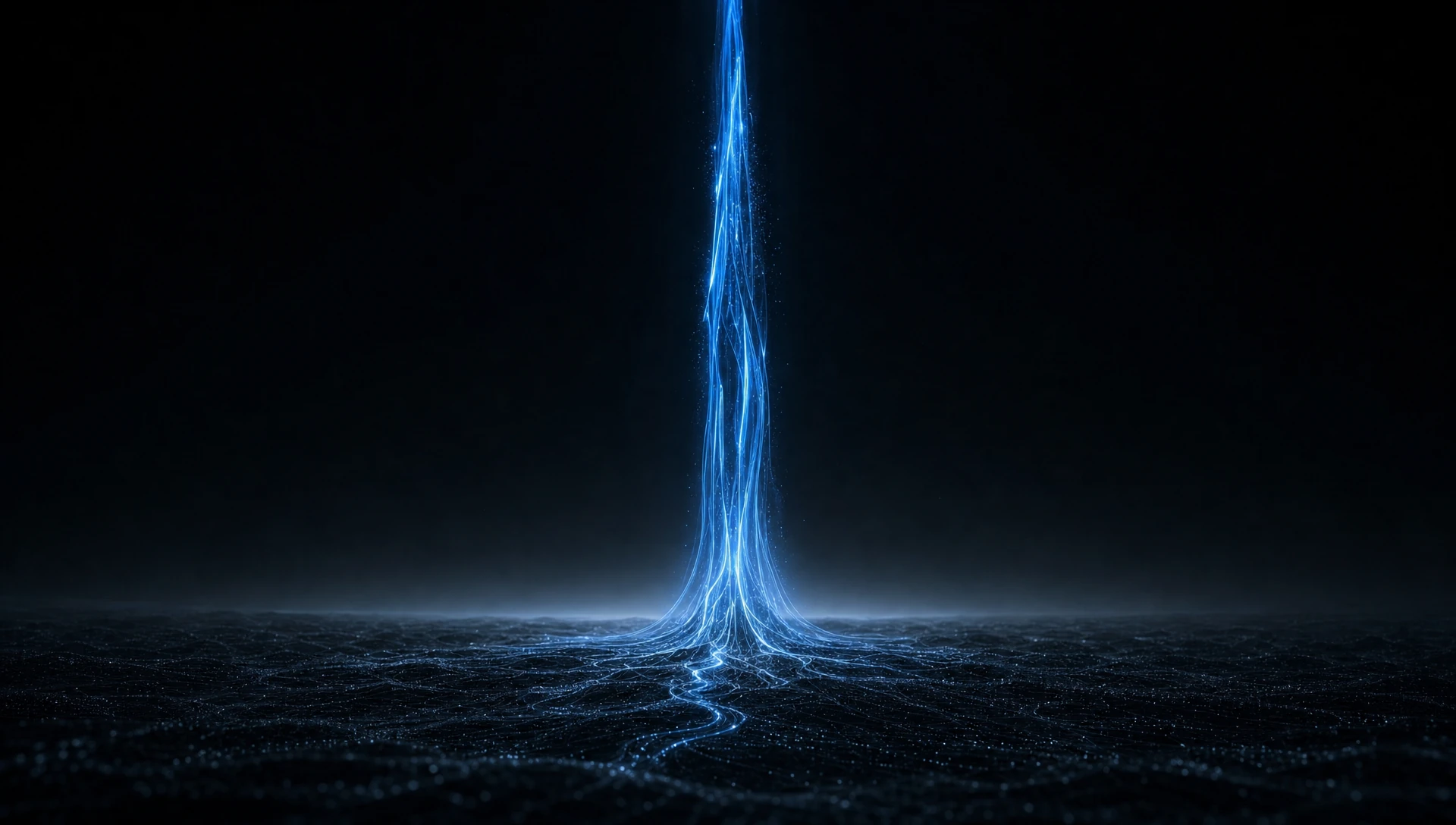 Strands of light weaving into a single live signal